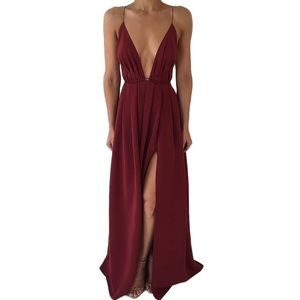 Red Maxi Halter Dress w/ Slit